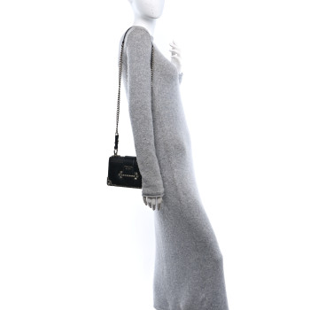 PRADA Crystal City Calf Saffiano Cahier Shoulder Bag Black