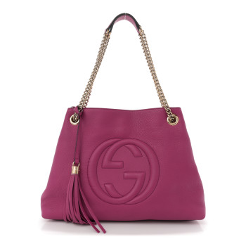 GUCCI Cellarius Calfskin Medium Soho Chain Shoulder Bag Bright Bouganville