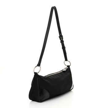 PRADA Tessuto Light Nylon Soft Calf Shoulder Bag Black