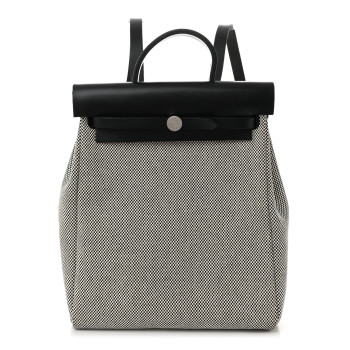 HERMES Criss Viking Vache Hunter Herbag a Dos Zip Retourne Backpack Ecru Black