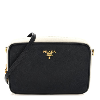 PRADA Saffiano Mini Camera Crossbody Bag Black Talco