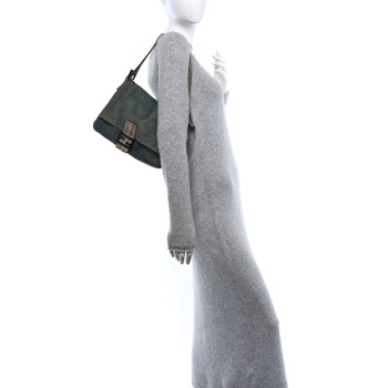 FENDI Denim Snakeskin Mama Baguette Blue