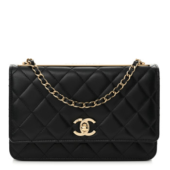 CHANEL Lambskin Quilted Trendy CC Wallet On Chain WOC Black