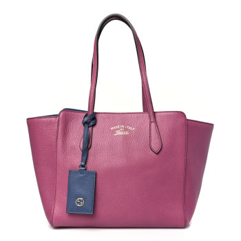 GUCCI Dollar Calfskin Small Swing Tote Peonia Flower Washed Blue