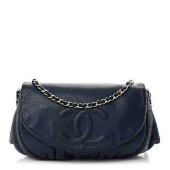 CHANEL Caviar Half Moon Wallet On Chain WOC Navy