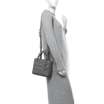 CHRISTIAN DIOR Ultra Matte Calfskin Cannage Small My ABCDior Lady Dior Gray