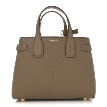 BURBERRY Grainy Calfskin House Check Small Banner Tote Tan