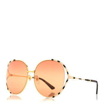 GUCCI Metal Round Frame GG0595S Sunglasses Gold Black
