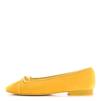 CHANEL Velvet Cap Toe Ballerina Flats 37 Yellow