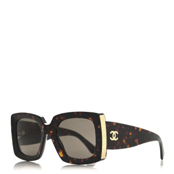 CHANEL Acetate Rectangle Sunglasses 5435-A Tortoise