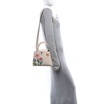 LOUIS VUITTON LV X YK Taurillon Inlaid Kusama Flowers BB Capucines  Quartz