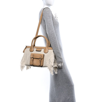 CHLOE Cotton Calfskin Medium Edith Day Bag Soft Tan
