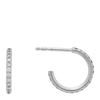 TIFFANY 18K White Gold Diamond Small Metro Hoop Earrings