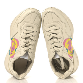 GUCCI Calfskin Heart Rhyton Sneakers 39.5 Ivory