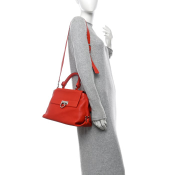 SALVATORE FERRAGAMO Grained Calfskin Sofia Satchel Red