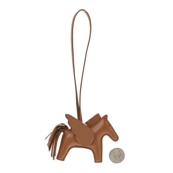 HERMES Milo Lambskin Swift Grigri Rodeo Pegase Horse Bag Charm PM Gold
