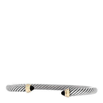 DAVID YURMAN Sterling Silver 14K Yellow Gold Black Onyx 5mm Cable Classics Petite Color Bracelet