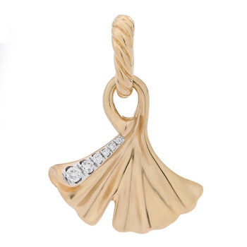 DAVID YURMAN 18K Yellow Gold Diamond Gingko Amulet Pendant