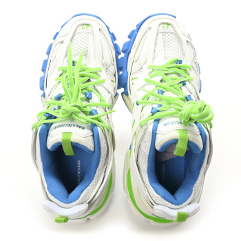 BALENCIAGA Mesh Nylon Mens Track Sneakers 42 White Green Blue