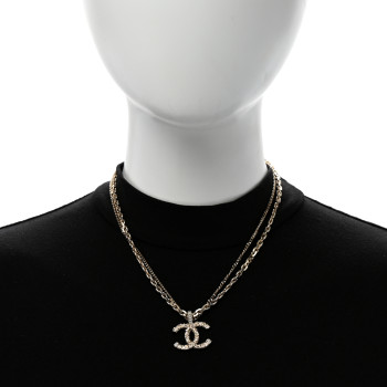 CHANEL Crystal CC Multi Strand Chain Necklace Gold