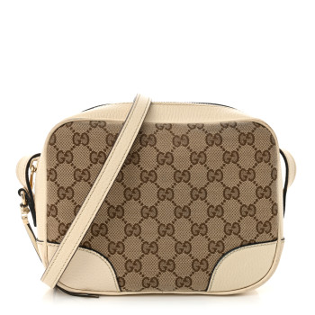 GUCCI Monogram Dollar Calfskin Mini Bree Messenger Bag Beige Ebony Avoire