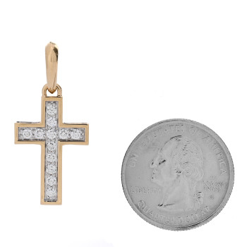 DAVID YURMAN 18K Yellow Gold Diamond 23mm Pave Cross Pendant