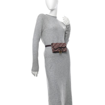 CHRISTIAN DIOR Oblique Saddle Belt Bag Bordeaux