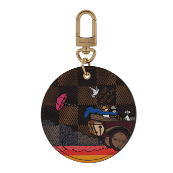 LOUIS VUITTON Damier Ebene 2015 Christmas Animation Bag Charm Key Ring