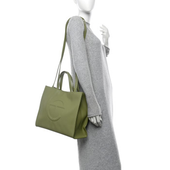 TELFAR Vegan Leather Medium Shopping Bag Drab