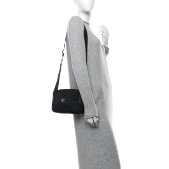 PRADA Tessuto Nylon Triangle Shoulder Bag Black