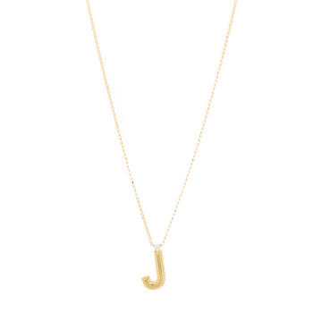 ROBERTO COIN 18K Yellow White Gold Diamond Princess Block Letter J Pendant Necklace