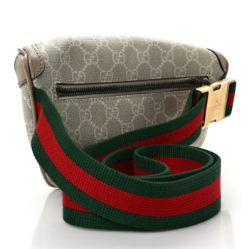 GUCCI GG Supreme Monogram Textured Calfskin Web Retro Interlocking G Belt Bag Beige Mystic White Oatmeal