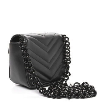 GUCCI Calfskin Matelasse Monochrome GG Marmont Chain Belt Bag 95 Black
