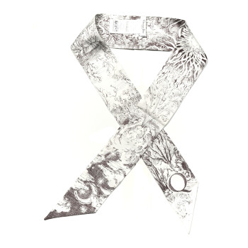 CHRISTIAN DIOR Silk ABCDior "Q" Mitzah Scarf Grey