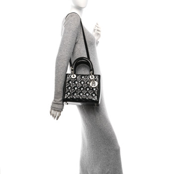 CHRISTIAN DIOR Patent Cannage Medium Lady Dior Black