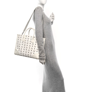 MCM Visetos Large Munchen Tote White