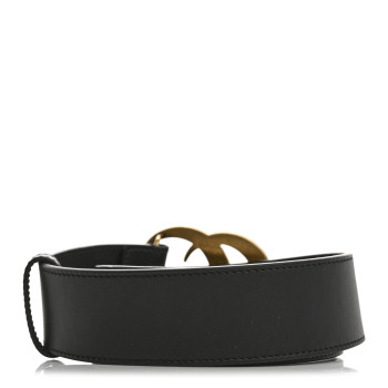 GUCCI Moon Calfskin Pearl Double G 40mm Belt 70 28 Black Cream