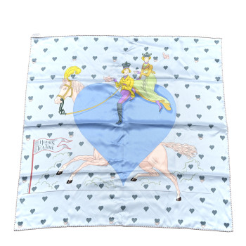 HERMES Silk Tea Time Scarf 70 Bleu Ciel Bleu Azur