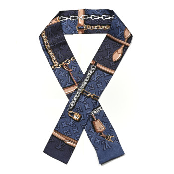 LOUIS VUITTON Silk Denimgram Confidential Bandeau Denim Blue