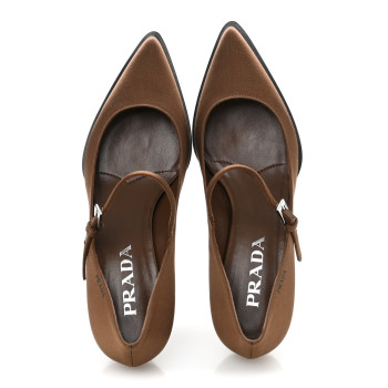PRADA Satin Mary Jane Pumps 36 Tobacco