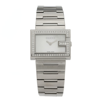 GUCCI Stainless Steel Diamond Bezel Mother of Pearl 31mm 100L Quartz Watch
