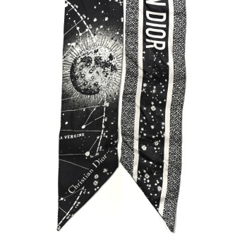 CHRISTIAN DIOR Silk Zodiac Aries Mitzah Scarf Black