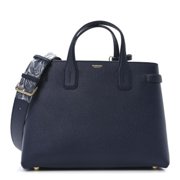 BURBERRY Derby Calfskin House Check Medium Banner Tote Ink Blue