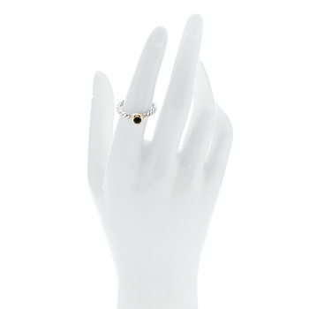 DAVID YURMAN Sterling Silver 14K Yellow Gold Black Onyx Petite Cable Ring 53 6.5