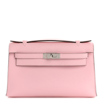 HERMES Swift Kelly Pochette Clutch Rose Sakura