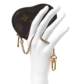 LOUIS VUITTON Monogram Leopard Coeur Heart Coin Purse Blanc Corail