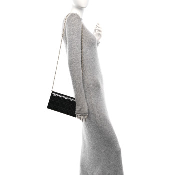 CHRISTIAN DIOR Patent Cannage Lady Dior Convertible Clutch Black