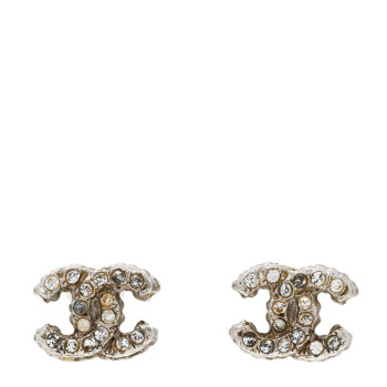 CHANEL Crystal Mini CC Earrings Silver
