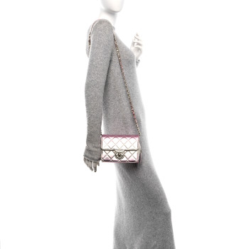 CHANEL Metallic Lambskin Like A Wallet Flap Golden Pink