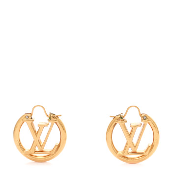 LOUIS VUITTON Metal Small Louise Hoop Earrings Gold